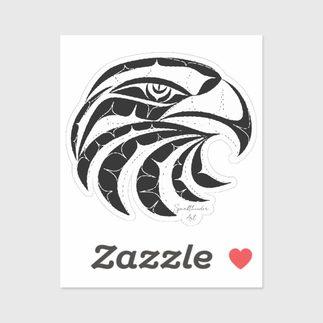 Eagle clean cut portrait Native American art Aufkleber (Blatt)