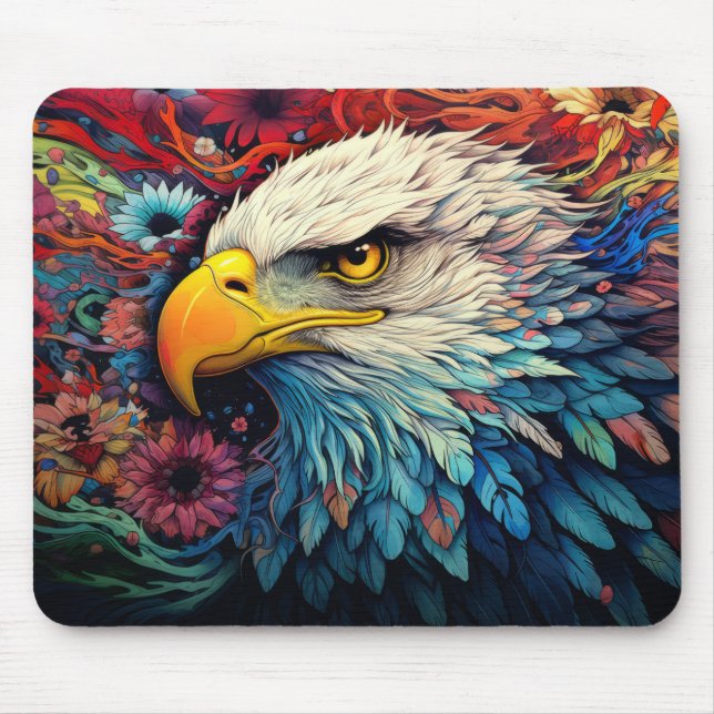 Eagle Colorful Animal Verzauberung Mousepad (Vorne)