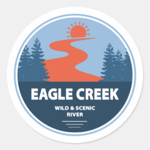 Eagle Creek Wild und Landschaftlicher Fluss Runder Aufkleber