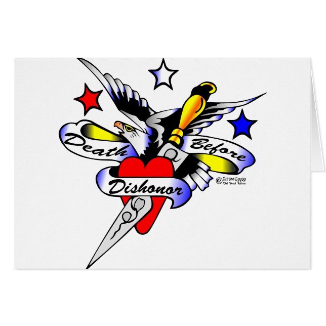 Eagle, Dolch u. Herz alte Skool Tätowierung (Vorderseite (Horizontal))