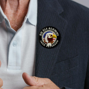 Eagle Emblem USA Flag   DD 214 Alumni Monogramm Button