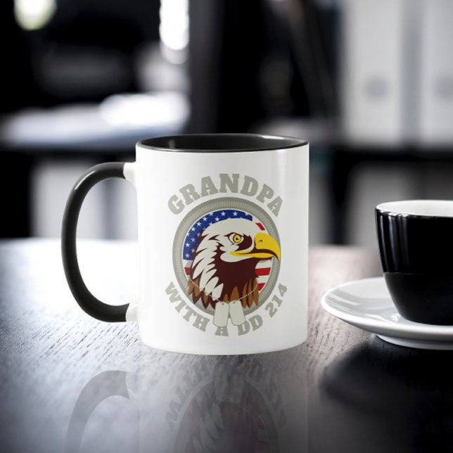 Eagle Emblem USA Flag | Opa DD 214 Schwarz Tasse (Von Creator hochgeladen)