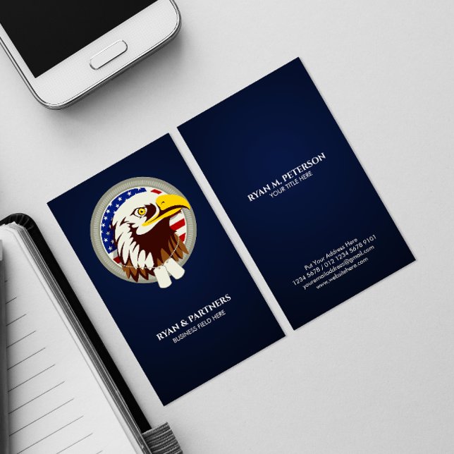 Eagle Emblem USA Flag Vertikal Visitenkarte (Von Creator hochgeladen)