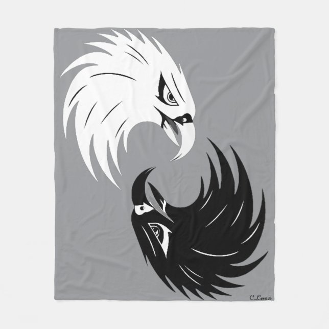 "Eagle Eye" Fleece Blanket Design - B&W (Vorderseite)