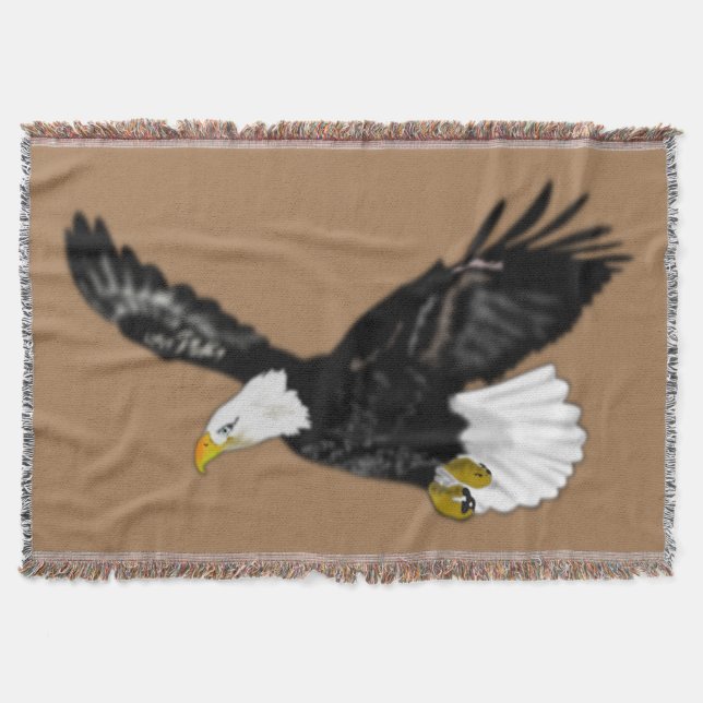 Eagle Flying Brown Throw Blanket - Ihre Farben Decke (Vorderseite)