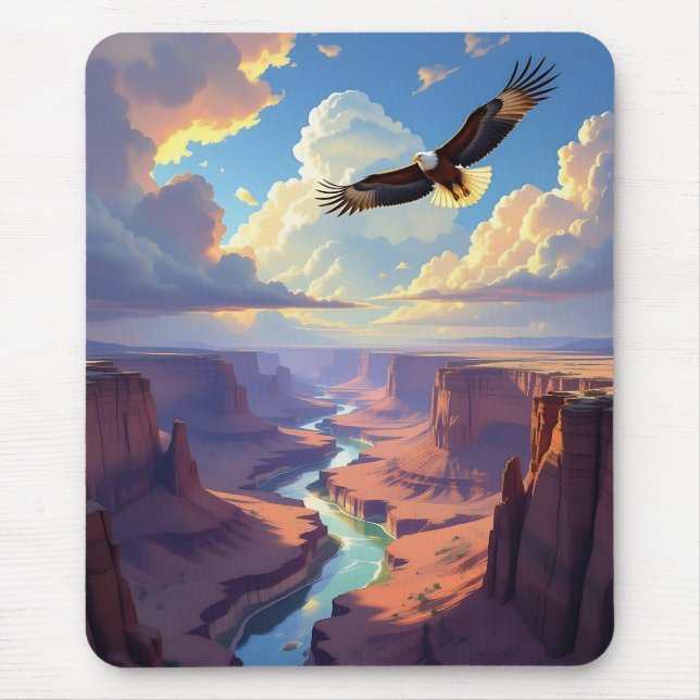 Eagle Flying over a Canyon Mousepad (Vorne)