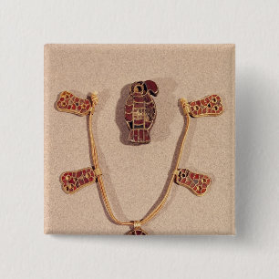 Eagle-förmige Brosche und eine Halskette Button