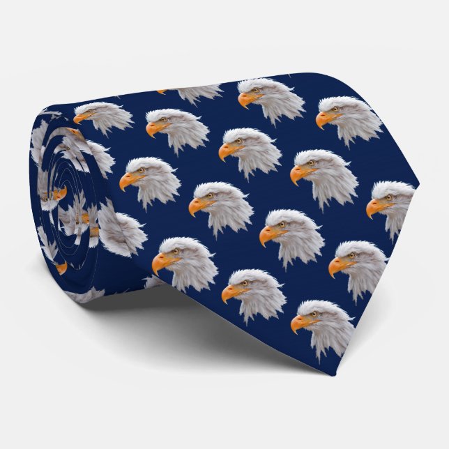 Eagle Frenzy Krawatte Double Sided Print (Marine) (Gerollt)