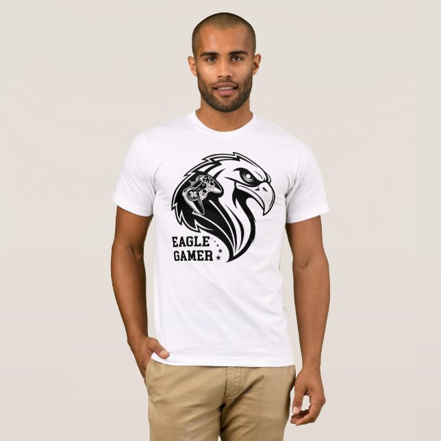 Eagle gamer logo with gaming controller and fierce T-Shirt (Vorne ganz)