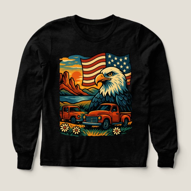 Eagle Glory Vintages T-Shirt - Patriotische amerik (Design Vorderseite)