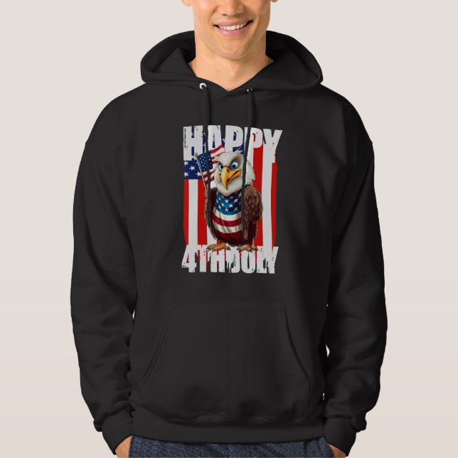 Eagle Happy 4th Of July Patriotic American 1 Hoodie (Vorderseite)