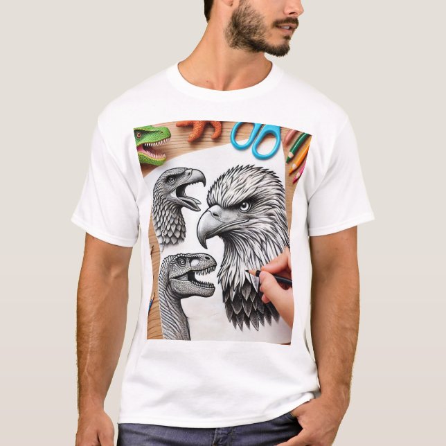 Eagle Head and Dinosaur T - Shirt (Vorderseite)