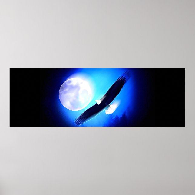 Eagle in Flight & Vollmond Print Poster (Vorne)
