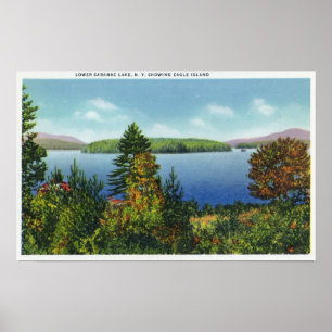 Eagle Island und Lower Saranac Lake View Poster