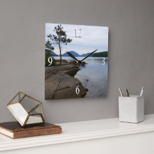 Eagle Lake im Acadia National Park Quadratische Wanduhr