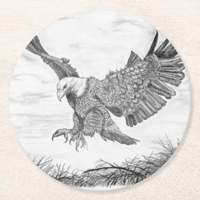 Eagle Landing Runder Pappuntersetzer (Vorderseite)