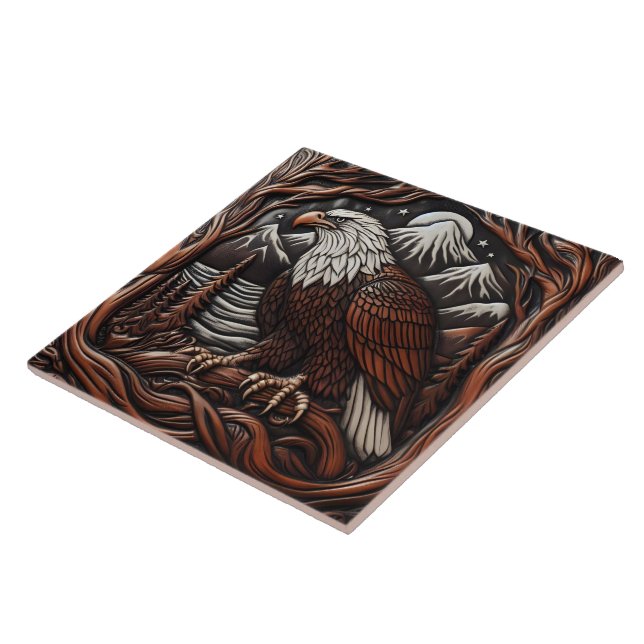 Eagle Leder Carving mit kanadischem Flair Fliese (Seite)