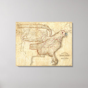 Eagle Map der Vereinigten Staaten Leinwanddruck