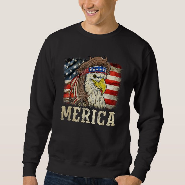 Eagle Merica USA Flag Patriotic Freedom 4th Of Jul Sweatshirt (Vorderseite)