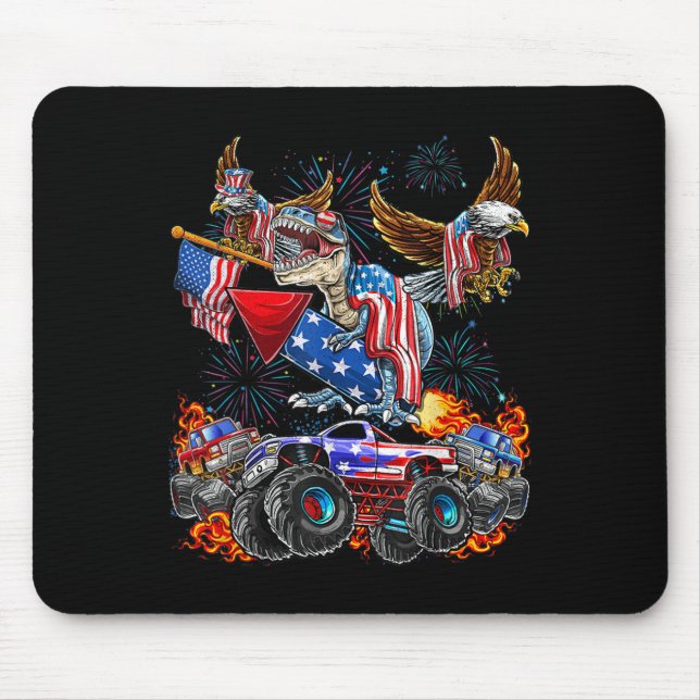 Eagle Monster Truck Dinosaur July 4th America Patr Mousepad (Vorne)