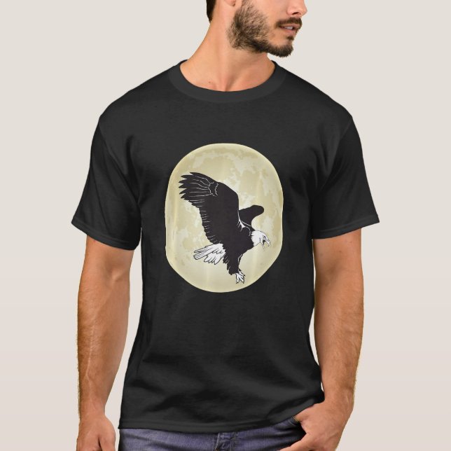 Eagle Moon Falcony mit Falken und Falken T-Shirt (Vorderseite)