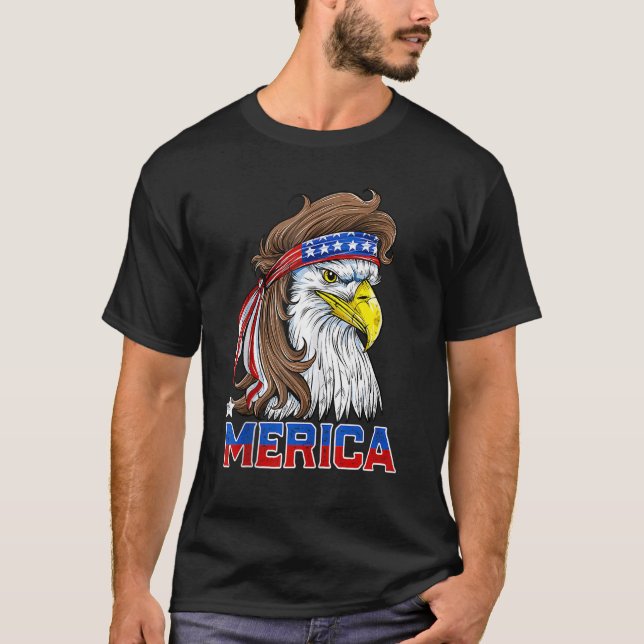 Eagle Mullet 4. Juli US-amerikanische Flagge Meric T-Shirt (Vorderseite)