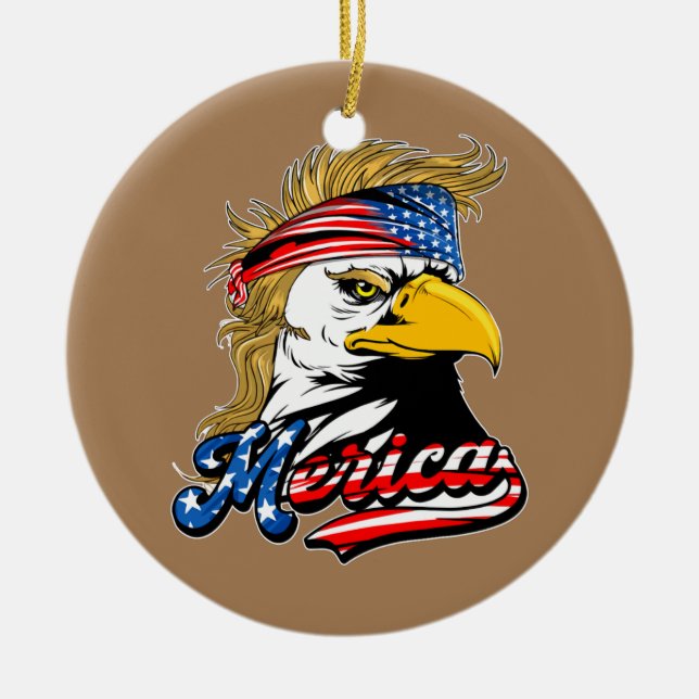 Eagle Mullet 4. Juli USA Fahne Merica Keramik Ornament (Vorne)