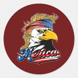 Eagle Mullet 4. Juli USA Fahne Merica Runder Aufkleber