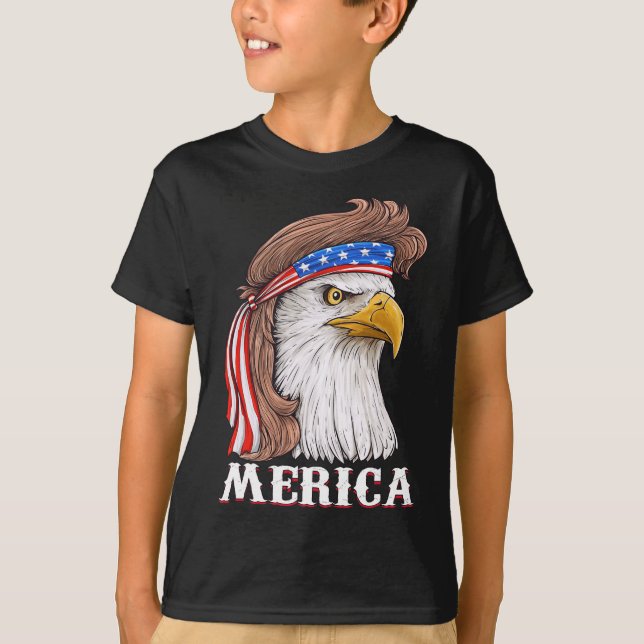 Eagle Mullet 4. Juli USA Fahne Merica T-Shirt (Vorderseite)
