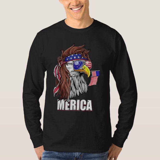 Eagle Mullet 4th Of July USA American Flag Merica  T-Shirt (Vorderseite)
