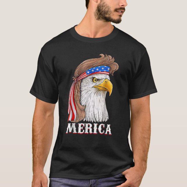 Eagle Mullet 4th Of July USA American Flag Merica T-Shirt (Vorderseite)