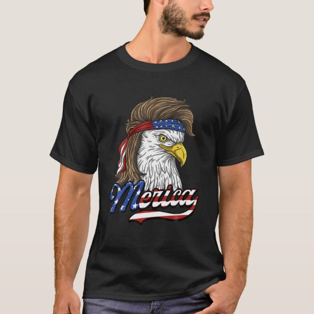 Eagle Mullet Merica Men 4th July American Flag T-Shirt (Vorderseite)
