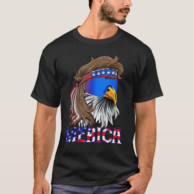 Eagle Mullet Sunglasses Merica 4th Of July USA Ame T-Shirt (Vorderseite)