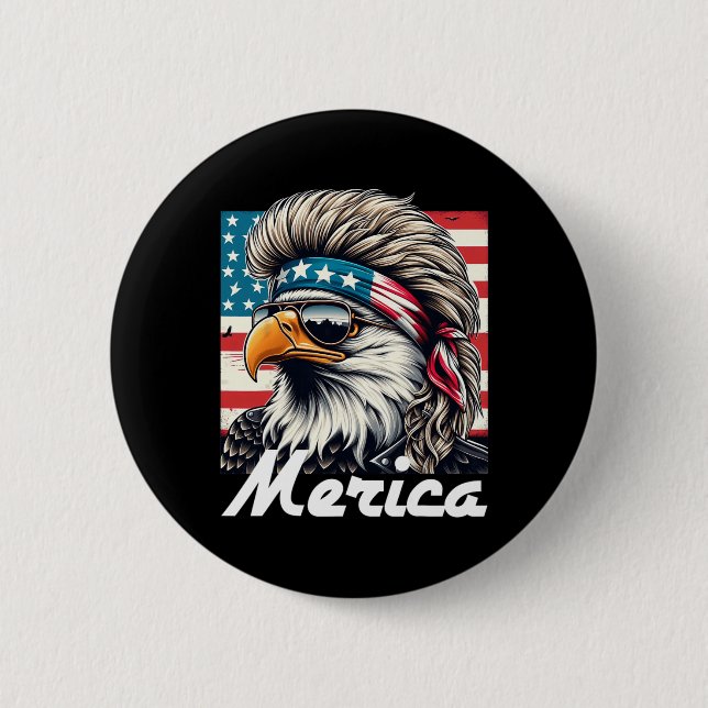 Eagle Mullet Sungles Merica 4. Juli US Amerikanisc Button (Vorderseite)