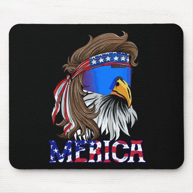 Eagle Mullet Sungles Merica 4. Juli US Amerikanisc Mousepad (Vorne)