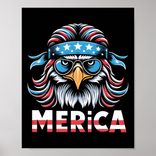 Eagle Mullet Sungles Merica USA Flag 4. Poster (Vorne)