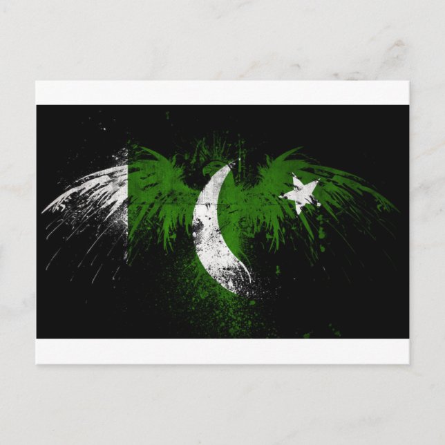 eagle-on-pakistani-flag-wallpaper-hd-wallpap postkarte (Vorderseite)
