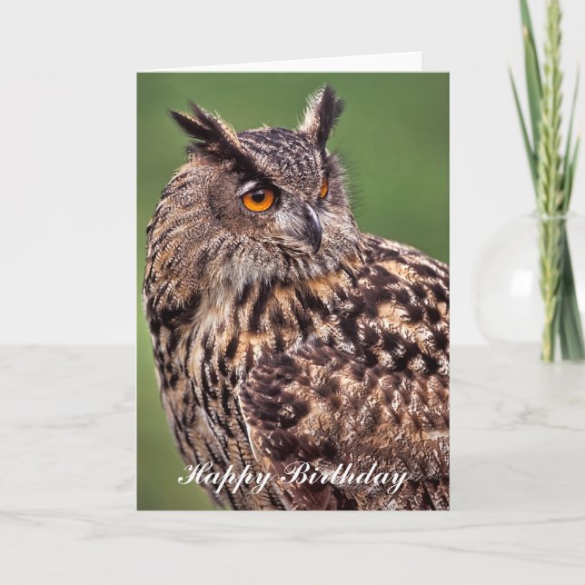 Eagle Owl - Happy Birthday Grußkarte Karte (Vorderseite)