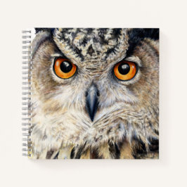 Eagle Owl hat ein schönes Kunstportrait Notizbuch
