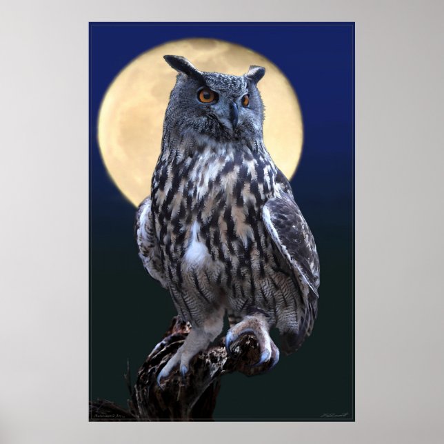 Eagle Owl Watercolor Poster -24x36 - oder kleiner (Vorne)