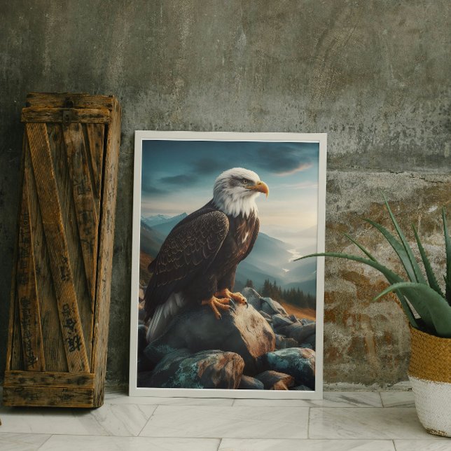 Eagle Perched on Rocky Terrain Leinwanddruck (Von Creator hochgeladen)