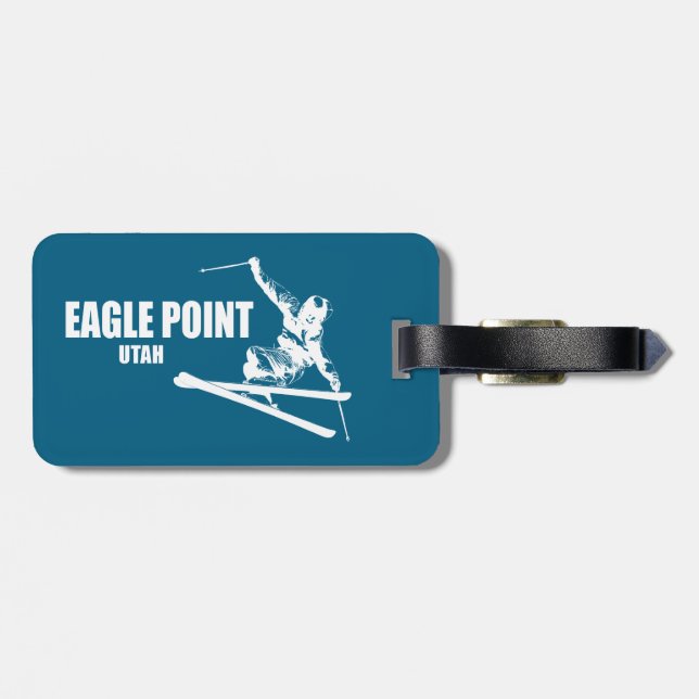 Eagle Point Resort Utah Skier Gepäckanhänger (Rückseite horizontal)