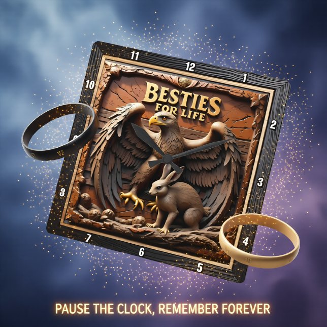 Eagle Rabbit Friendship Mountain Quadratische Wanduhr (Von Creator hochgeladen)