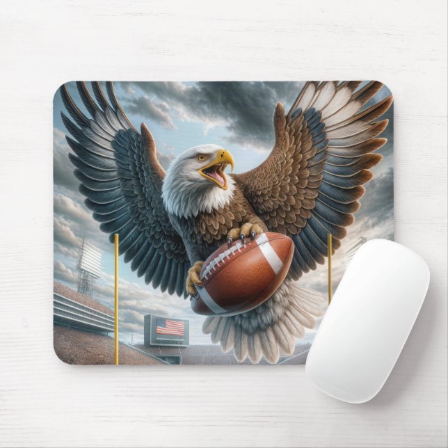 Eagle Scoring a Touchdown Mousepad (Mit Mouse)