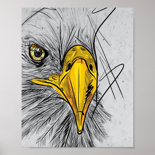 Eagle Sketch Fantastische Bergwelten Poster (Vorne)