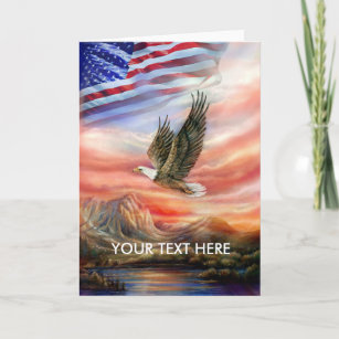 Eagle spuckt den Horizont als "Flag Waves" der USA Karte