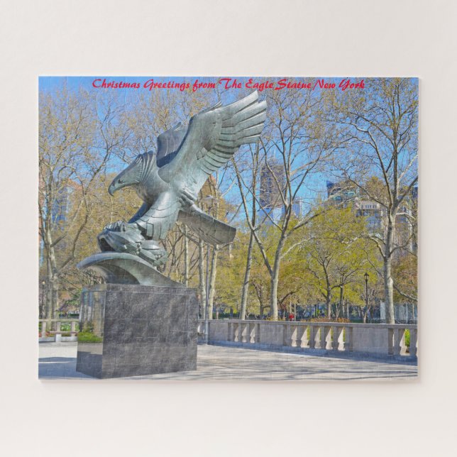 Eagle Statue New York. Weihnachtsgrüße Puzzle (Horizontal)