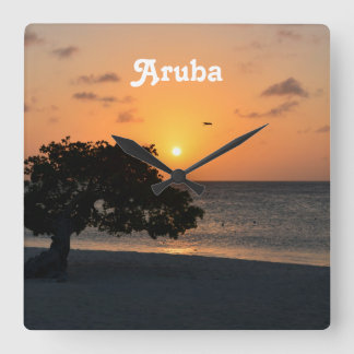 Eagle-Strand-Sonnenuntergang Quadratische Wanduhr