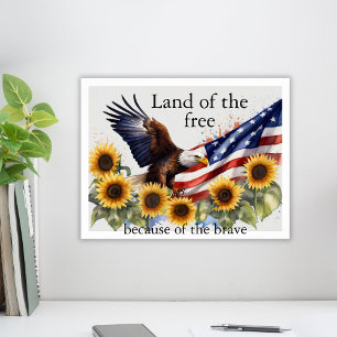 Eagle Sunflowers American Flag 4. Juli Poster