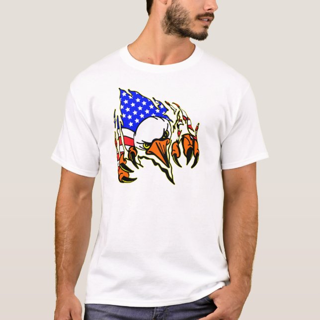 Eagle Tearout mit Flagge-Tätowierung T-Shirt (Vorderseite)